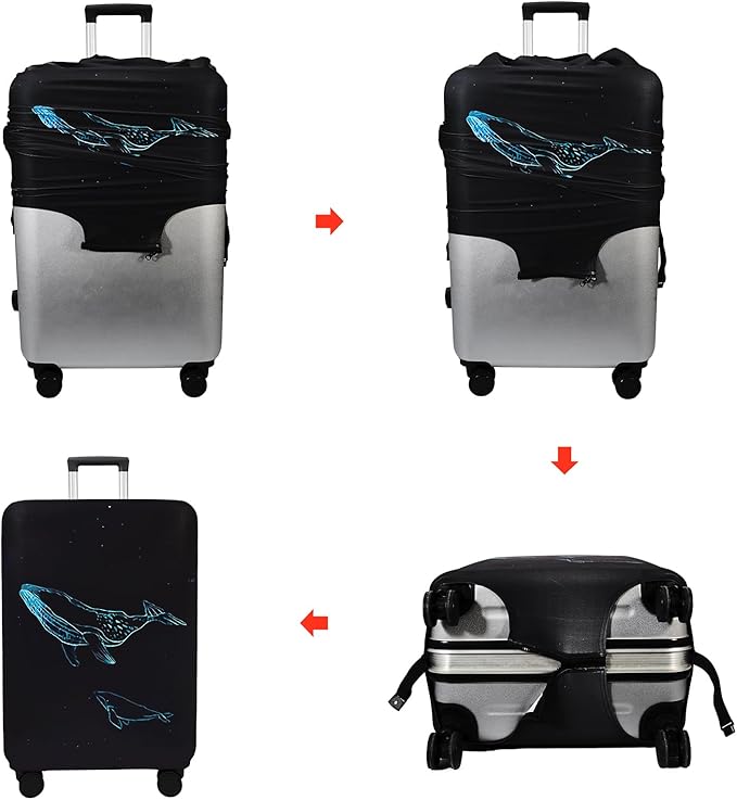 WUJIAONIAO Travel Luggage Cover Baggage Suitcase Cover Protector Skins 18-32 Inch (dolphin, L (for 25-28 inch luggage))