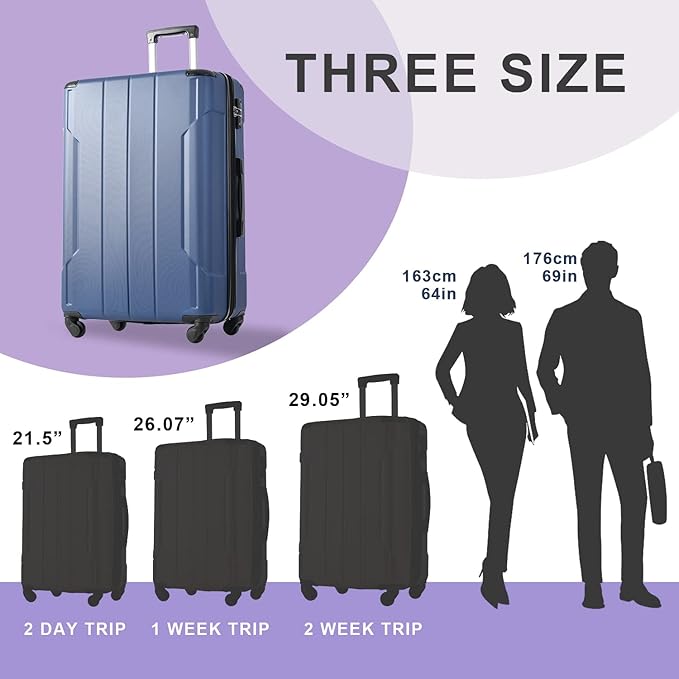 Merax Luggage Sets of 2 Suitcases With Wheels, Expandable and Lightweight, TSA Lock, Hardside Spinner Carry On Luggage (20 28 inch Blue)