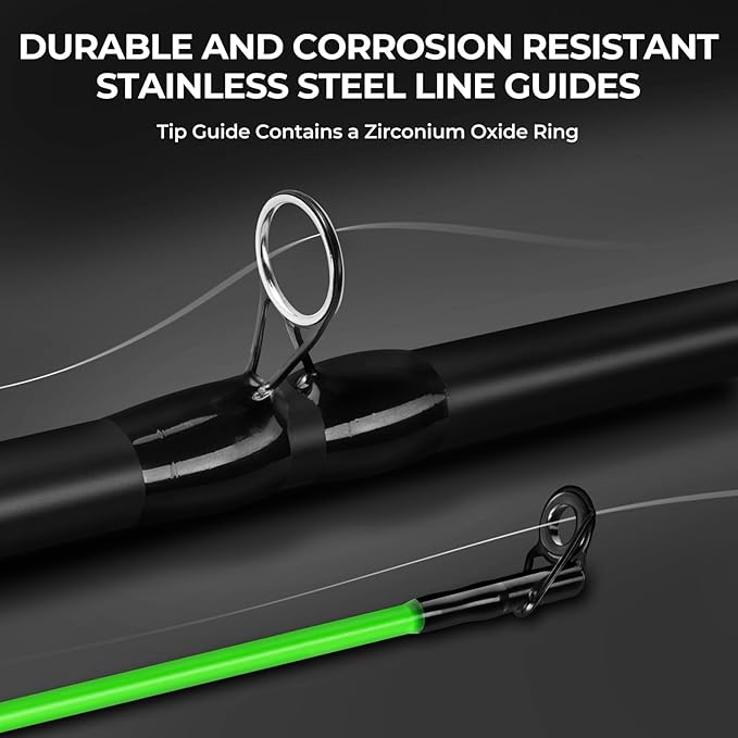 KastKing Brutus Spinning Rods & Casting Fishing Rods, Brute Tuff Composite Graphite & Glass Blanks, Stainless Steel Line Guides w/Zirconium Oxide Rings Tip Top, Chartreuse Strike Tip