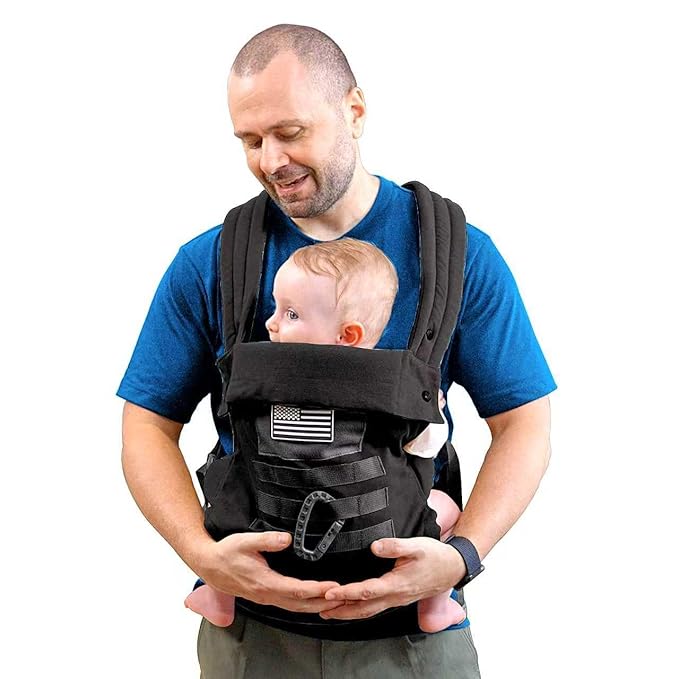 Baby Carrier, Lumbar Support Infant Carrier (0-36M, 8-33 lbs) with Foldable Headrest Carabiners for Big and Tall Parents, Men, Women (Black)