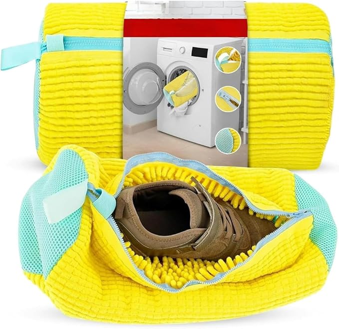 Shoe Washing Machine Bag | Laundry Shoe Bag for Washer and Dryer - Reusable Sneaker Washing Bag with Extra Strength & Secure Zipper | For All Shoes Types | Protects & Cleans Shoes - 2 Pack Large Size
