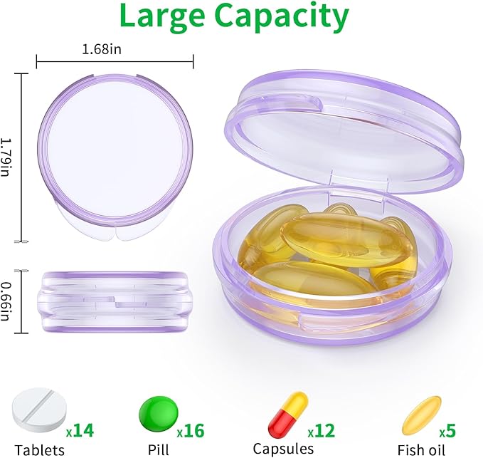 Small Pill Box, (4 Pack) Travel Pill Case Portable Daily Pill Organizer Mini Medicine Storage Container for Pocket Purse Cod Liver Oil Storage Box Earplug Case