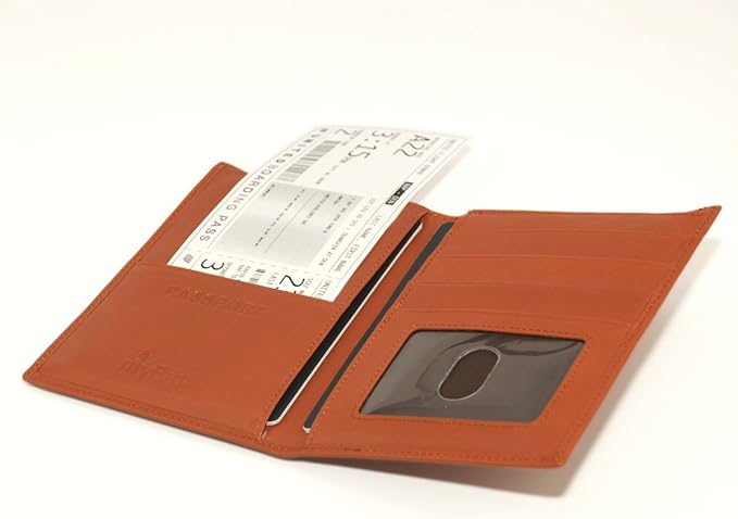 Passport Light Brown Sheep Leather Unisex Wallet Executive Boarding Pass Holder