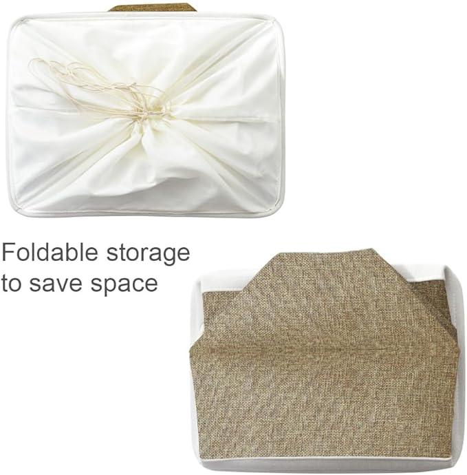 TheWarmHome Organization Basket - 20x16x14 inch Jumbo 3 Pack Collapsible Storage Bins for Shelves, Fabric Storage Cubes for Closet Organizer Gift Toy (White & Khaki)