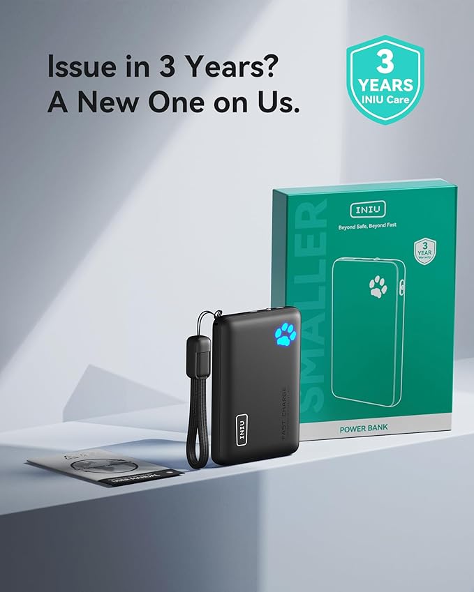INIU Portable Charger, Ultra Slim 10000mAh 45W PD Power Bank, USB C in&Out Fast Charging Battery Pack, Travel Essential Phone Powerbank Compatible with iPhone 16 15 14 Samsung S22 S21 Google iPad etc