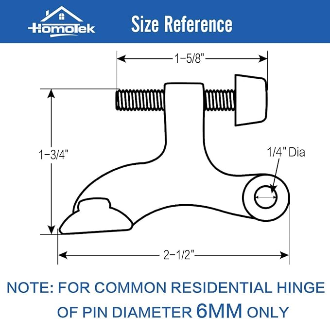 HOMOTEK 36 Pack Hinge Pin Oil Rubbed Bronze Door Stopper,Adjustable Deluxe Heavy Duty Door Stopper 2-1/2"x1-3/4”,with Black Rubber Bumper Tips