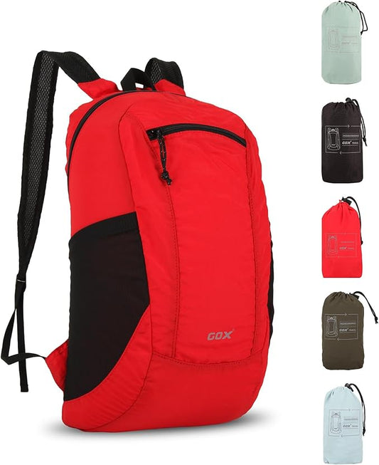 GOX Foldable 20l Backpack For Travel Lightweight Hiking Packable Daypack for Men Travel Camping Outdoor Bag Women (Red)