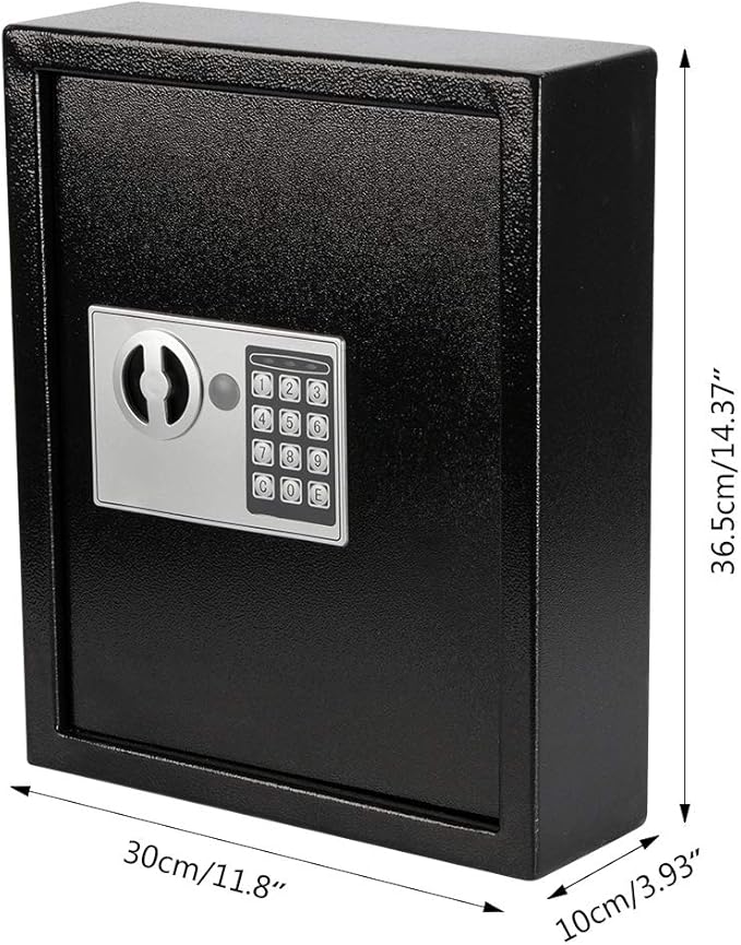 KYODOLED Electronic 40 Keys Cabinet Wall Mount,Digital Key Safe Lock Box,Large Security Lockbox for House Key,Heavy Duty Combination Lock Storage,14.37'' X 11.8'' X3.93'' (Black,40 Keys)
