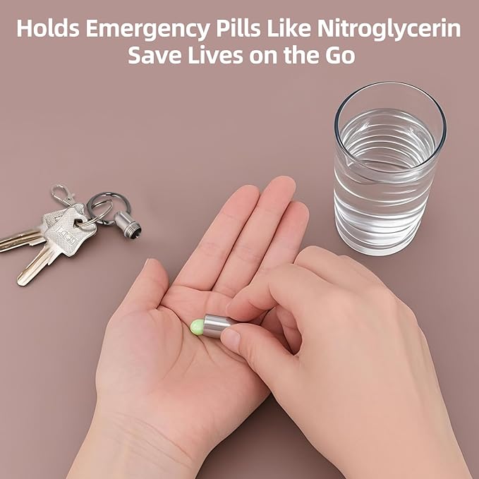 Titanium Keychain Pill Holder Waterproof Lightweight Portable Pocket Mini Pill Case for Emergency Medicine Travel Fits Daily Purse Wallet Small Pill Box Containers (Small)