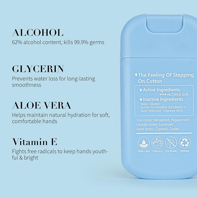 Power Mist Hand Sanitizer Spray, Scented Hydrating Hand Sanitizers Travel Size Refillable, Pocket Portable 1-Pack (Silver Cedar) 0.93Fl Oz 460-Sprays Each