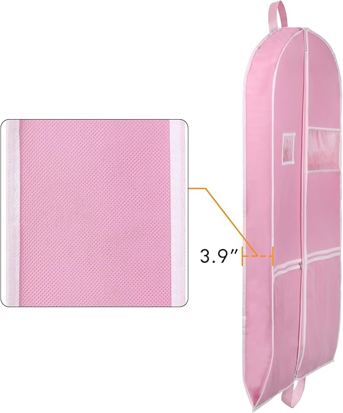 Zilink 43" Garment Bags for Travel for Women Carry on Suit Bags for Travel and Storage Gusseted Hanging Garment Bags with Handles for Coats, Jackets, Shirts,Dresses, Pink