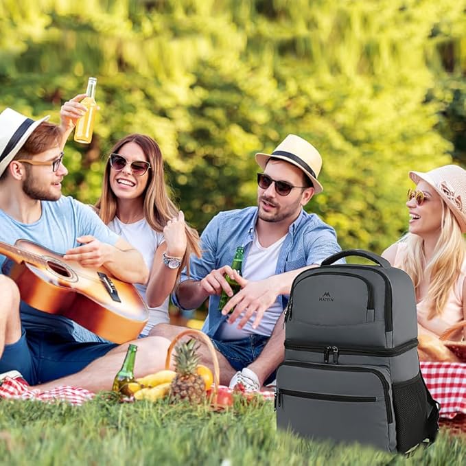 MATEIN Cooler Backpack, 26 Cans Insulated Lunch Backpack for Men Women, Leakproof Double Layer Lunch Cooler Bag Lightweight Soft Lunch Backpack with Cooler Compartment, Beach Camping Hiking Beer Gifts