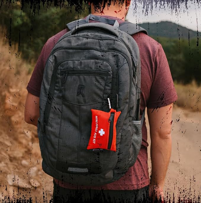 Lightning X Mini First Aid Kit – Compact 20 Piece Emergency Medical Kit with Carabiner | Portable Water Resistant Travel First Aid Pouch for Hiking, Camping, Car, Backpack, Outdoor Survival