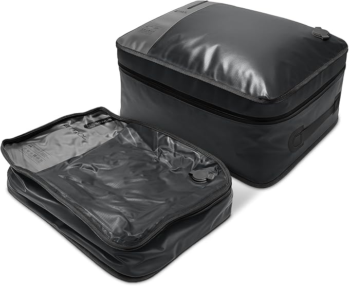 TPU Vacuum Bag for Travel, 70D Nylon Reusable Compression Bag with IP67 Waterproof Zipper, Compression Packing Cubes for Clothing, Space Saver Bags for Luggage and Backpack (Full Open, Grey,1Pcs)