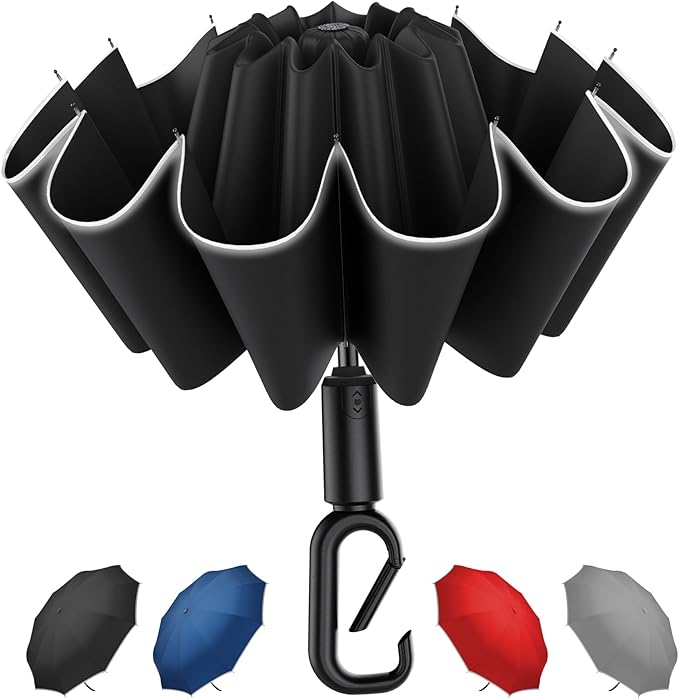 Auto Open Close Umbrella - Ultra Light Compact Travel & Backpack Size for Women and Men, UPF 50+ Eco-Friendly Sun Protection & Windproof Rain Umbrella with UV Defense