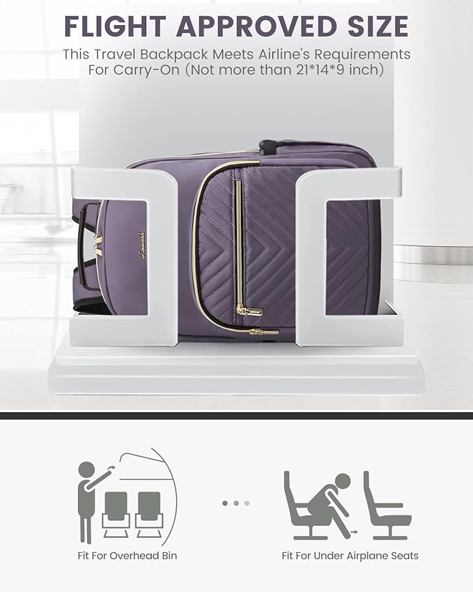 LOVEVOOK Laptop Backpack for Women, Large Capacity Travel Computer Work Bag with 17-inch Laptop Compartment, Business Nurse Backpack Purse, Hiking Outdoor Carry On Backpack, Purple Grey