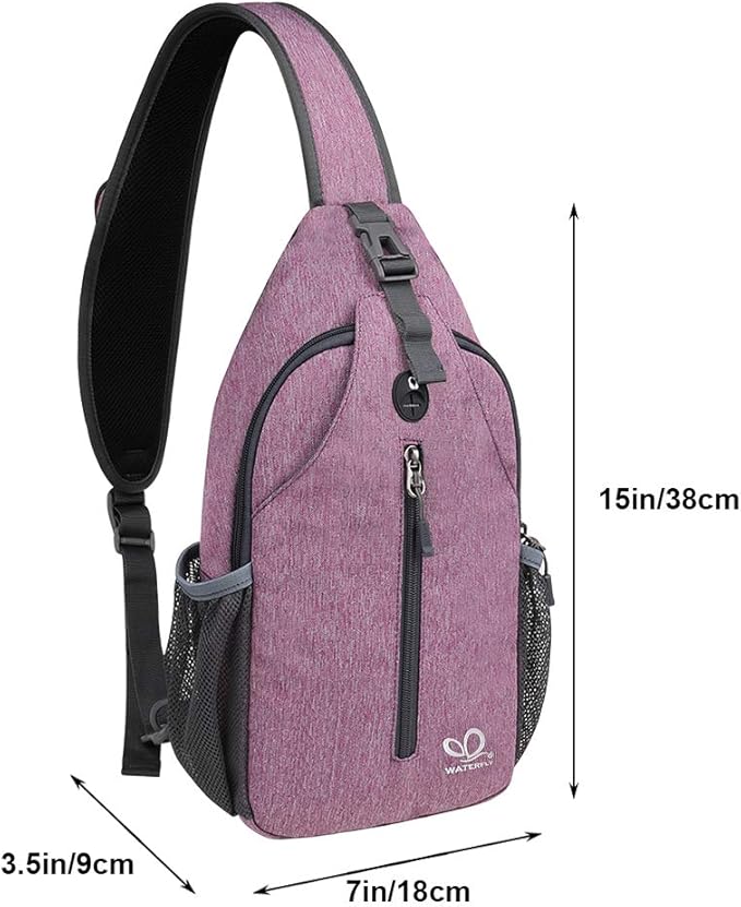 WATERFLY Crossbody Sling Backpack Sling Bag Travel Hiking Chest Bag Daypack