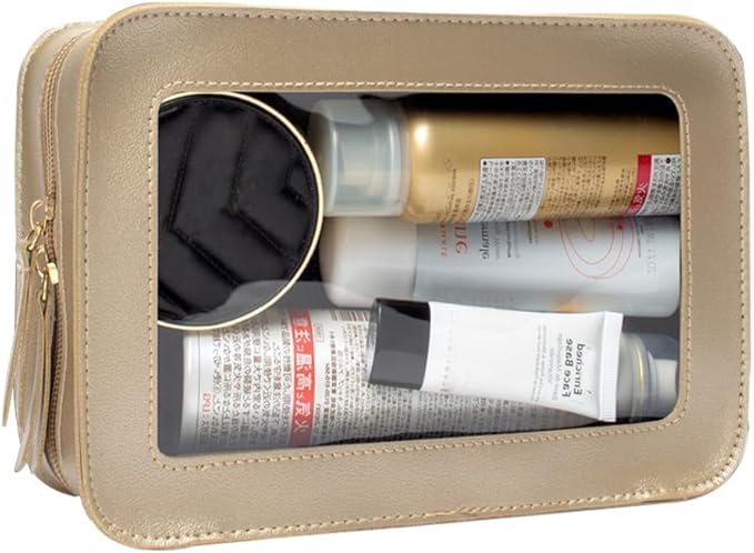Clear Makeup Bag Small, TSA Approved Portable Toiletry Bag with Zipper Cosmetic Travel Bag Makeup Organizer Case Mini Makeup Pouch for Purse Car Organizer Bag for Women Men