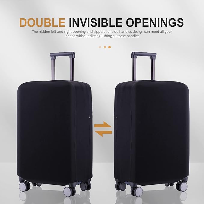 Travel Luggage Cover Suitcase Protector Scratch-Resistant Fit 19-31 Inch Suitcase, Not Included Suitcase (Black, XL(28-29inch))