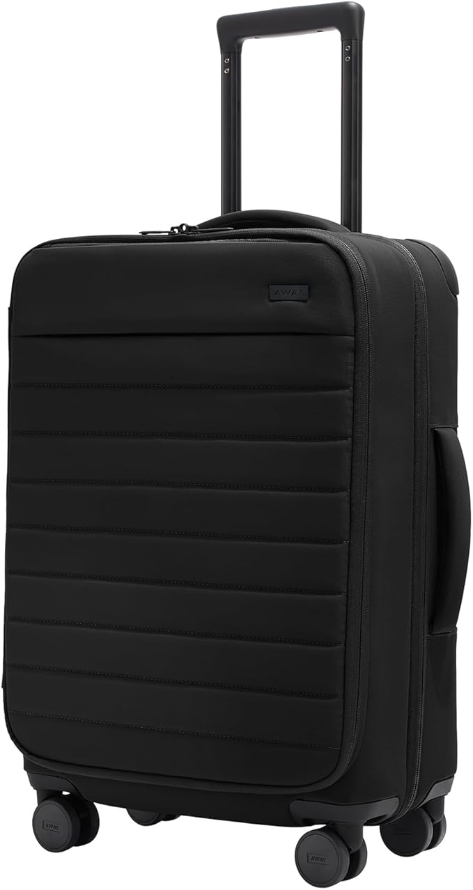 Away Softside Bigger Carry-On Suitcase, 23 Inch Lightweight, Expandable High-Strength Nylon Luggage With Spinner Wheels, Meets Requirements for Most Major Airlines, Jet Black