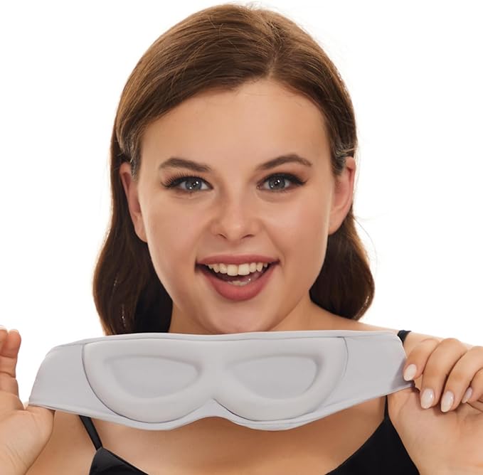 ALASKA BEAR Sleep Mask for Side Sleepers Patented Design, Cup-Shaped and Extra-Soft, 100 Blackout Eye Mask Shades Cover for Men and Women Home or Travel, Machine Washable, Pale Grey