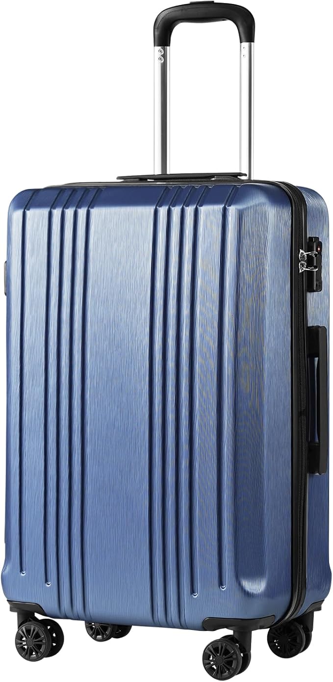 Coolife Luggage Suitcase PC+ABS with TSA Lock Spinner Carry on Hardshell Lightweight 20in 24in 28in(ice blue, L(28IN))