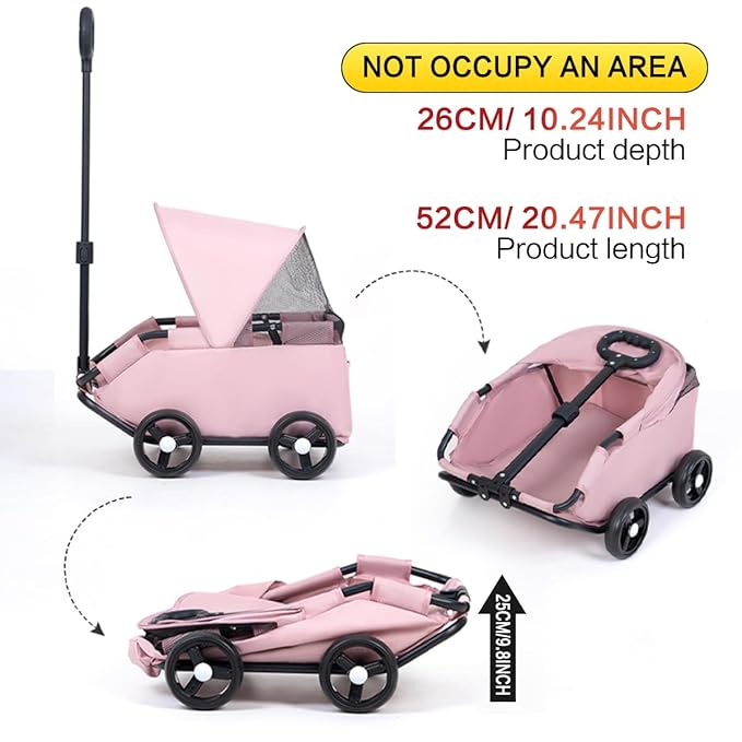 Dog Stroller 4 Wheels Folding Dog Cart with Sunshine Cover Pet Stroller for Travelling Shopping Walking Playing for Small Dogs Cats