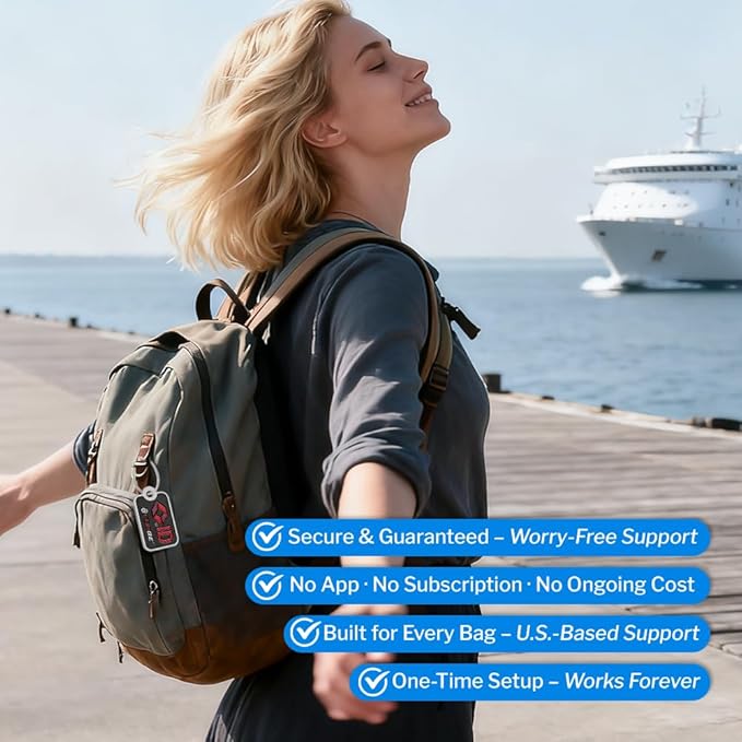Forge Smart Lost and Found Luggage Tags, Global Luggage Tracking Tag, Travel Sentry Powered Baggage ID System for Luggage, Bags, Suitcases, and More (Black 4 PK)