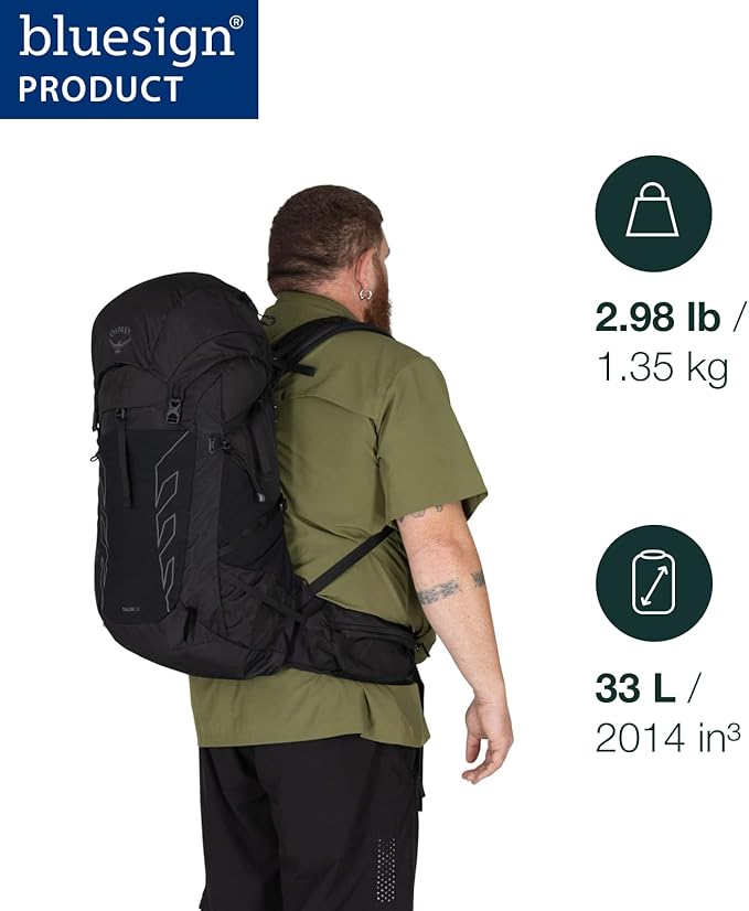 Osprey Talon 33L Men's Lightweight Hiking Backpack with Hipbelt, Green Canopy/Pine Leaf, Extended Fit