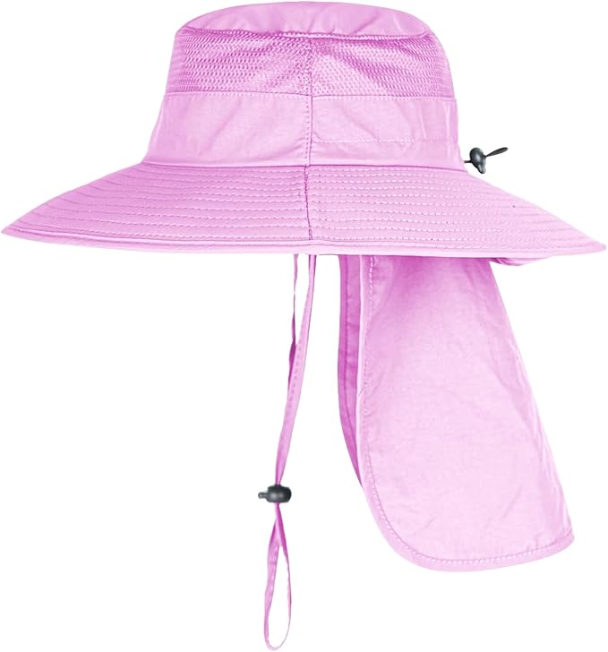 Sun Hats for Men Women Fishing Hat UPF 50+ Breathable Wide Brim Bucket Hats Summer UV Protection Safari Hat with Neck Flap