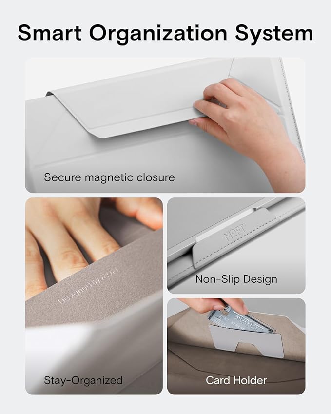 MOFT Laptop Carry Sleeve, 2-in-1 Laptop Bag & Stand for 16" MacBook Air/Pro & Dell/HP/Lenovo/Asus, Stylish Slim Computer Sleeve Bag with Expandable Storage for Computer Accessories, Misty Cove