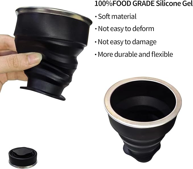 Collapsible Cup - Silicone Foldable Cup-Expandable Folding Drinking Cup -Reusable Portable Mugs Cup For Travel, Camping, Hiking, Survival, Car, Picnic, Beach, Holiday Vacation, Outdoor Sports