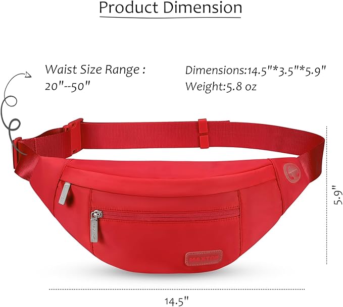 MAXTOP Large Crossbody Fanny Pack with 4-Zipper Pockets,Gifts for Enjoy Sports Festival Workout Traveling Running Casual Hands-Free Wallets Waist Pack Phone Bag Carrying All Phones