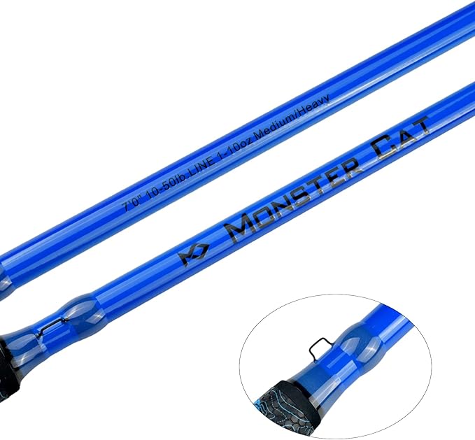 Monster Catfish Fishing Rod - 7' Medium Heavy, 1-Piece Glow in Dark Casting Rod, S-Glass & Carbon Graphite Blend, Durable EVA Foam Super Grip, Catfish Pole for Night Fishing