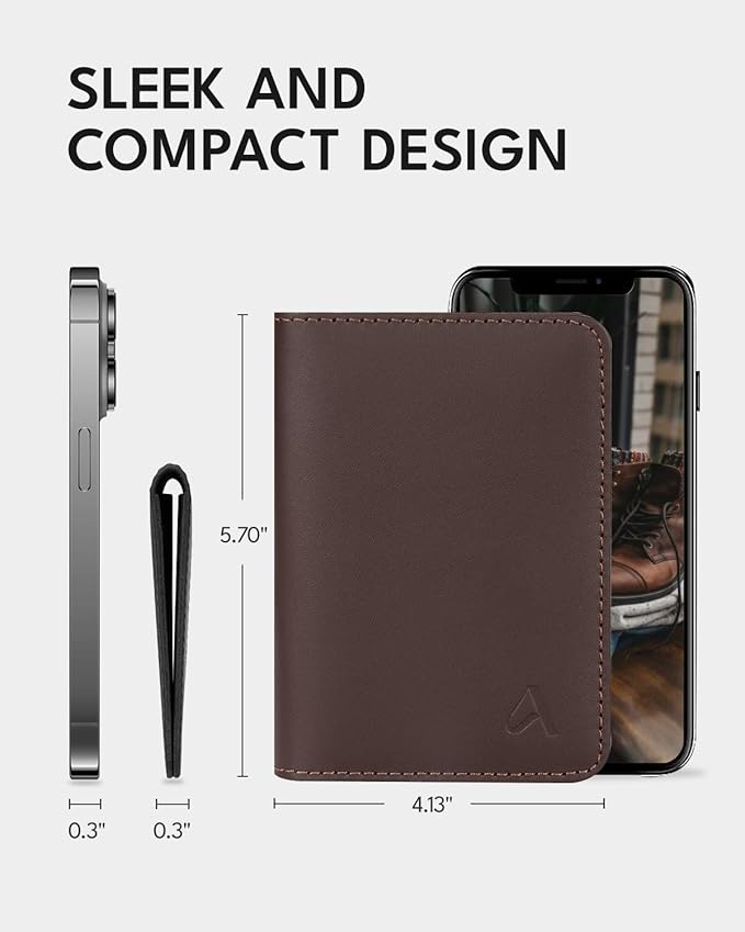 ALLIVE Passport Holder for Travel Women Men,Genuine Leather Passport Cover Wallet,Travel Must Haves Airport Essentials Travel Gifts Brown