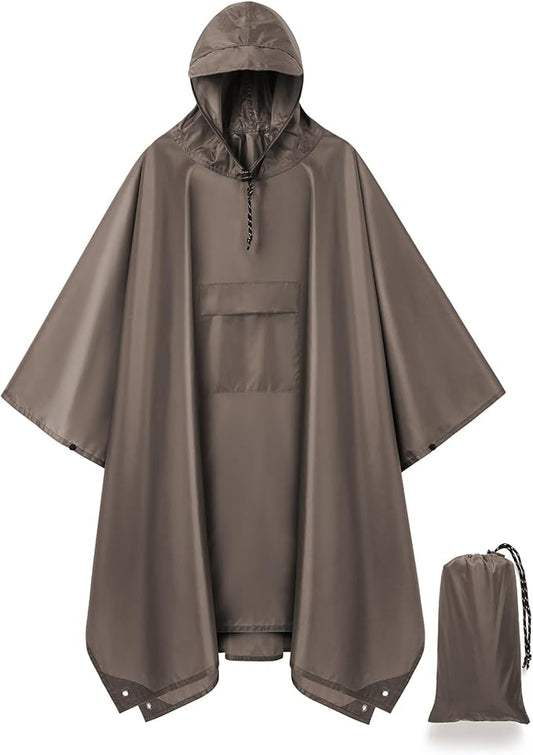 salamra Hooded Rain Poncho Waterproof Raincoat Jacket for Men/Women/Adults with Pocket