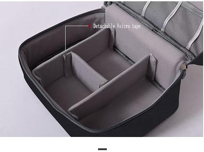 Cable Organizer bag for women or men,Electronic Accessories Carry Case Portable Waterproof Double Layers All-in-One Storage Bag for Cord, Charger, Phone, Earphone (Black)