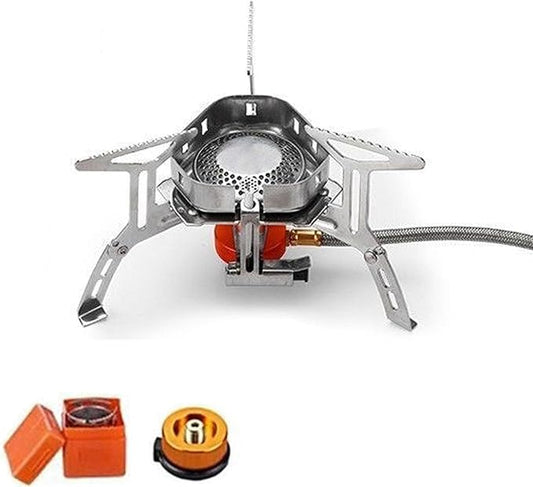 Windproof Camping Stove, Portable Camping Stove with Piezo Ignition, Collapsible Design with Carrying Casefor Outdoor Hiking, Backpacking, Picnic & Emergency Cooking (5200W)