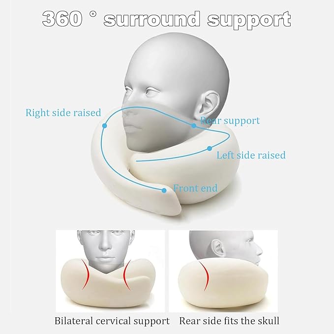 Travel Pillow, Travel Neck Pillow, 360 Degree Comfort and Breathability, Airplane Travel Neck Pillow, Stowable U-Shaped Pillow (Navy Blue)