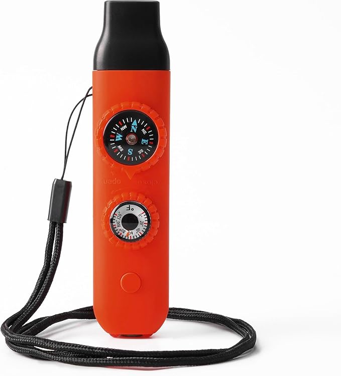 Emergency Survival Safety Whistle，Whistle for Kids with Lanyard,Compass,Thermometer,Ideal for Kayaking, Boating, Hiking, Camping, Climbing