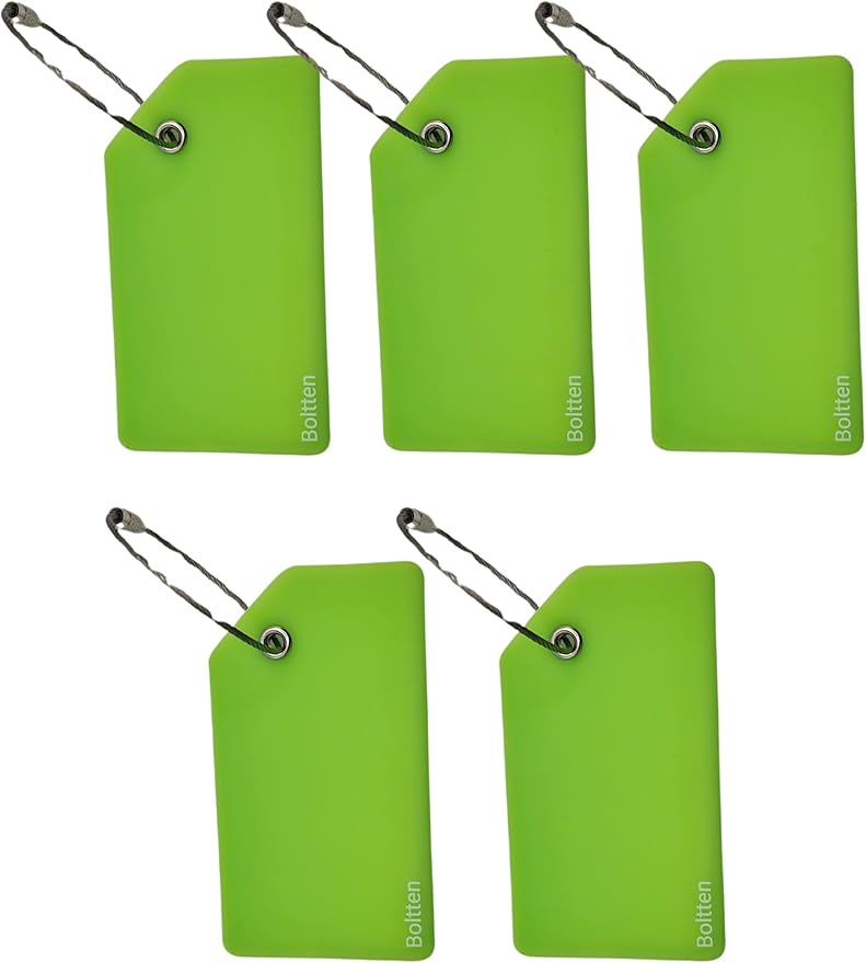 5 Pack Silicone Luggage Tag with Stainless Loop and Name Id Card, Perfect for Suitcases, Handbags and Luggage