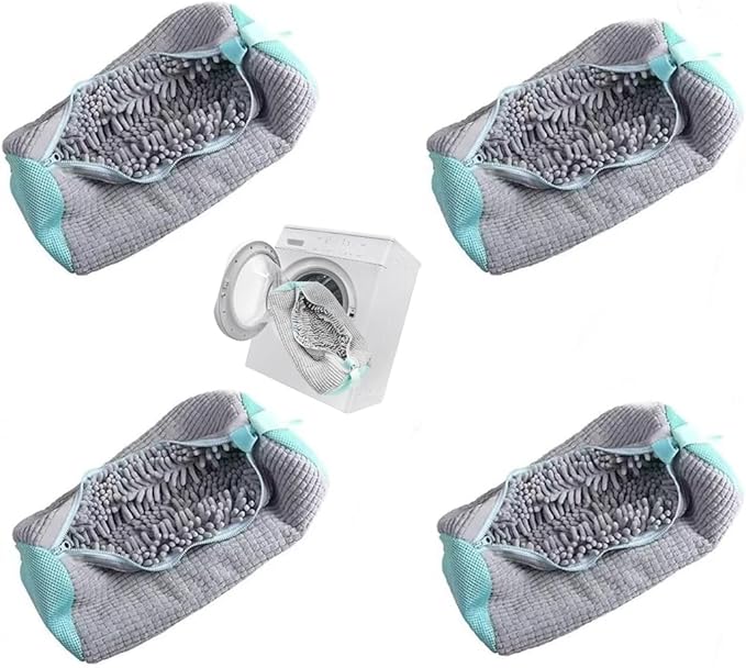 Shoe Laundry Bags for Washing Machine, 4 Pcs Shoe Washing Bag, Laundry Shoe Bag for Washer and Dryer, Reusable Shoe Washing Bags Shoe Washing Machine Bag (Grey-4Pcs)