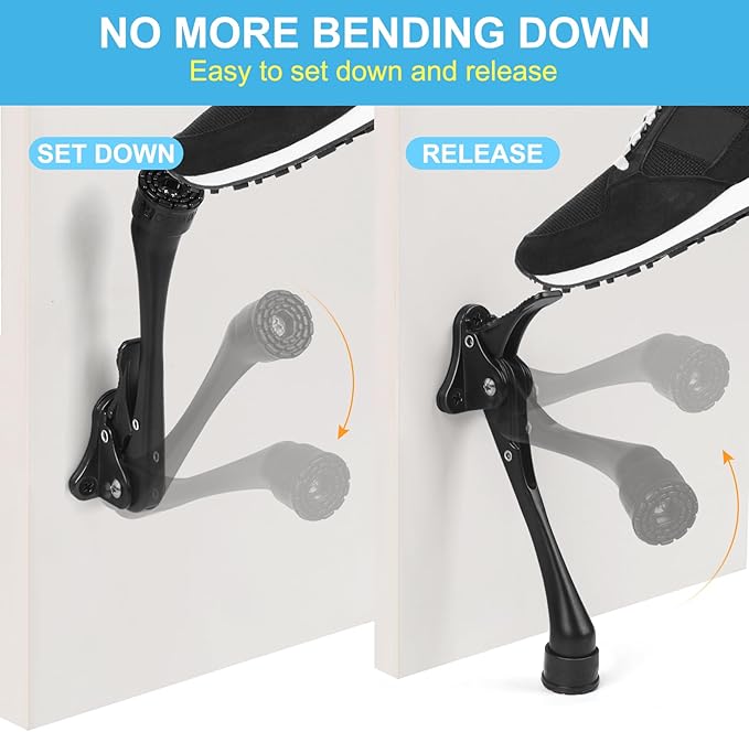6 Inch Black Kick Down Door Stoppers for Bottom of Door, Heavy Duty Kickdown Door Stop, One Touch Kick Down Door Stoppers 1 Pack