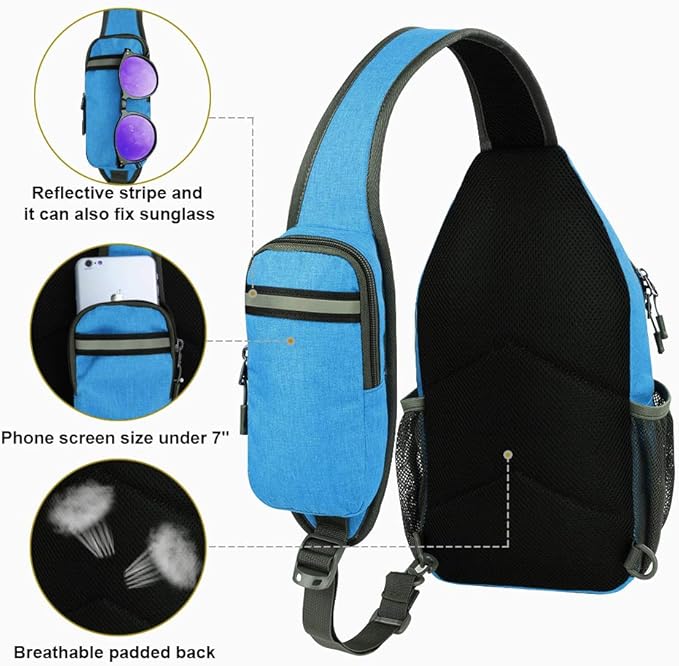 WATERFLY Crossbody Sling Backpack Sling Bag Travel Hiking Chest Bag Daypack