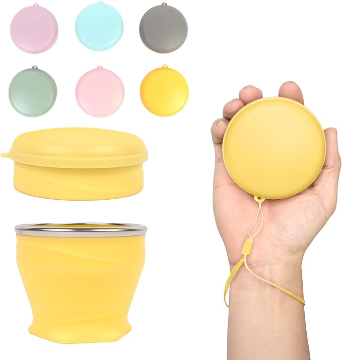 Collapsible Water Cup 6oz/180ml - Collapsible Cup - Silicone Collapsible TravelCup - Silicone Folding Camping Cup with Lids - Foldable Drinking Cup - for Travel, Camping, Hiking