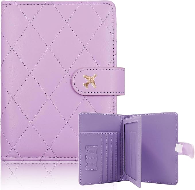 Melsbrinna Rfid Passport Holder for Travel women/Men, Cute Passport Wallet Rfid Blocking Card Slots, Rfid Passport Cover/CaseTravel Wallet, Passport Book Holder (1, LG PURPLE)