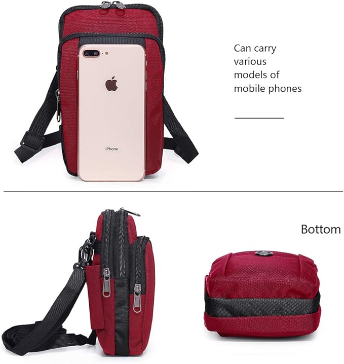 Senient Wolf Waterproof Nylon Multifunctional Phone Bag Small One Shoulder Crossbody Bag Waist Bag Wallet Travel Passport Bag