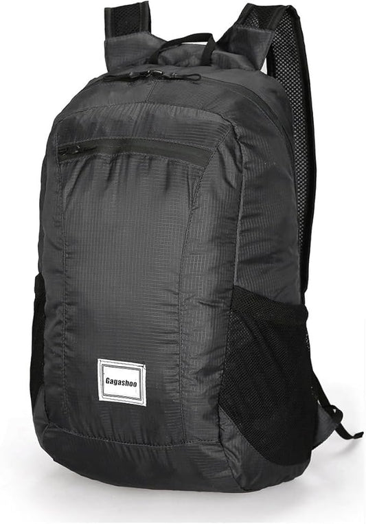 Small Foldable Hiking Daypack Packble Skin Casual Backpack Camping Cycling Travel Outdoor Day Bags Useful (Black)