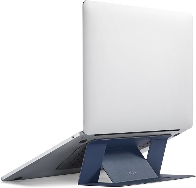 MOFT Laptop Stand for Desk, Adhesive MacBook Computer Stand with 2 Adjustable Viewing Angles, Foldable and Portable Laptop Riser Compatible with 11"-16" Laptops, Navy Blue