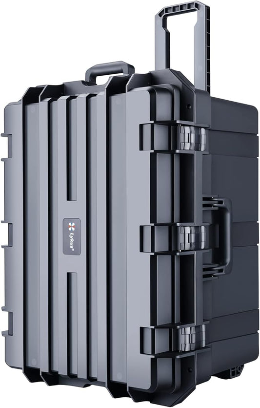 Lykus HC-6540 Large Waterproof Hard Case with Wheels and Customizable Foam, Interior Size 25.6x18.9x15 inch, Suitable for large electronic equipment and more
